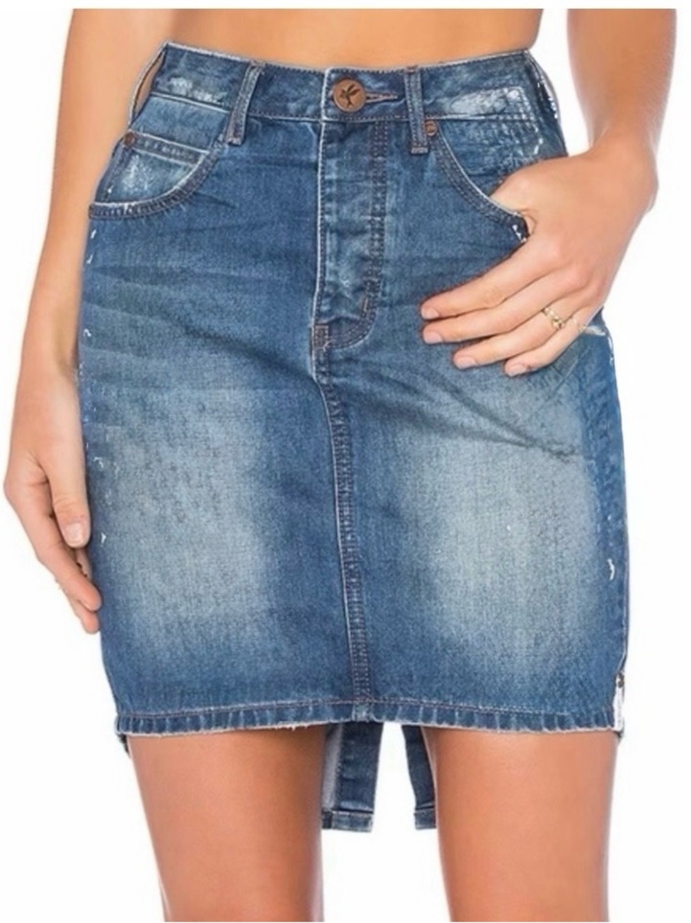 One x Oneteaspoon High-Rise Denim Mini Skirt with back slit NWOT
